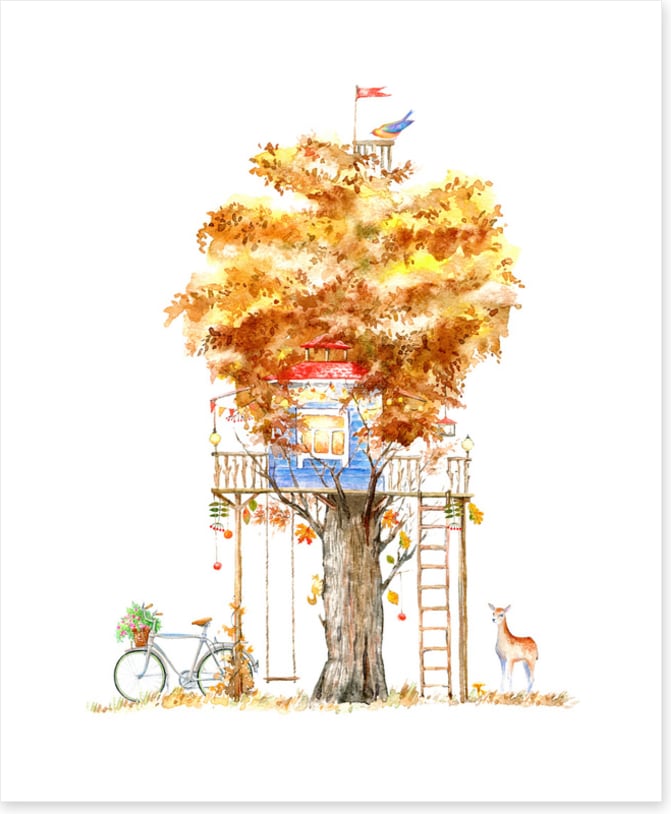 Cubby in the autumn tree