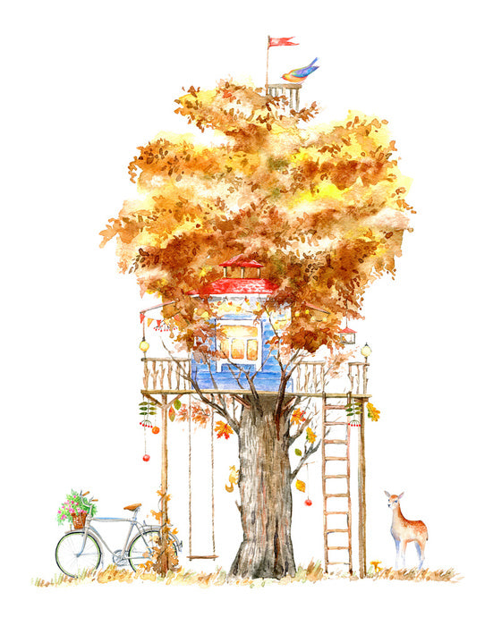Cubby in the autumn tree