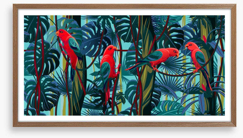 Parrots on the vine