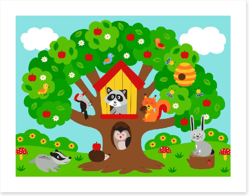 In the apple tree