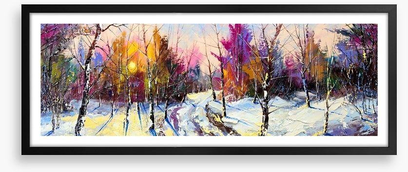 Sunset in Winter woods