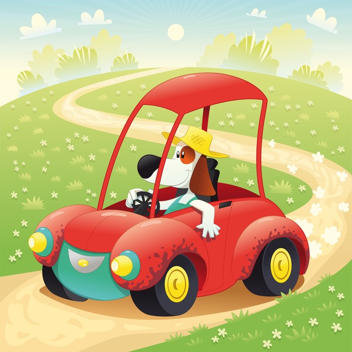 The beagle takes a drive