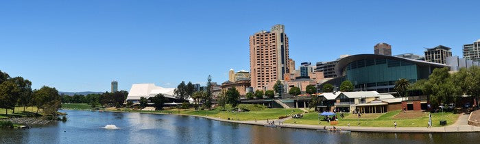 Adelaide skyline from the River Torrens