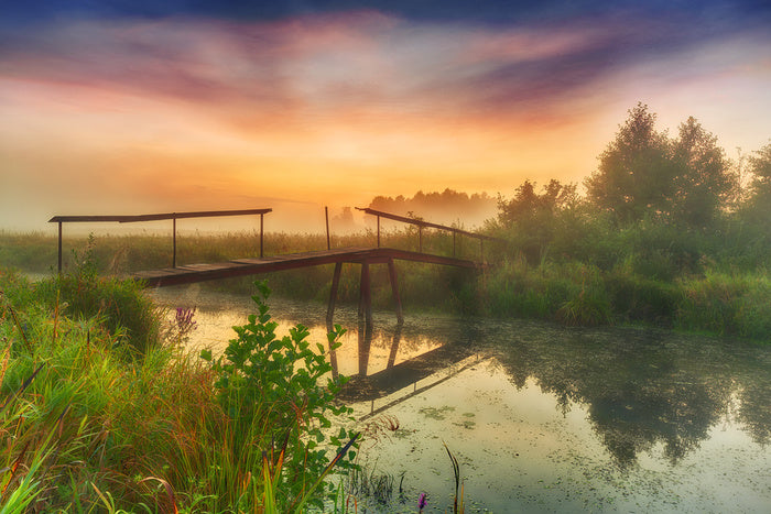 Broken bridge sunrise