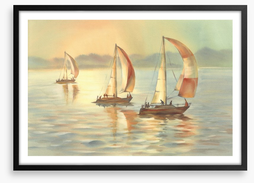 Golden evening yachts