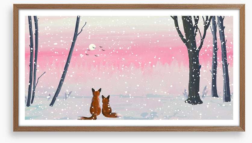 Pink sunset foxes
