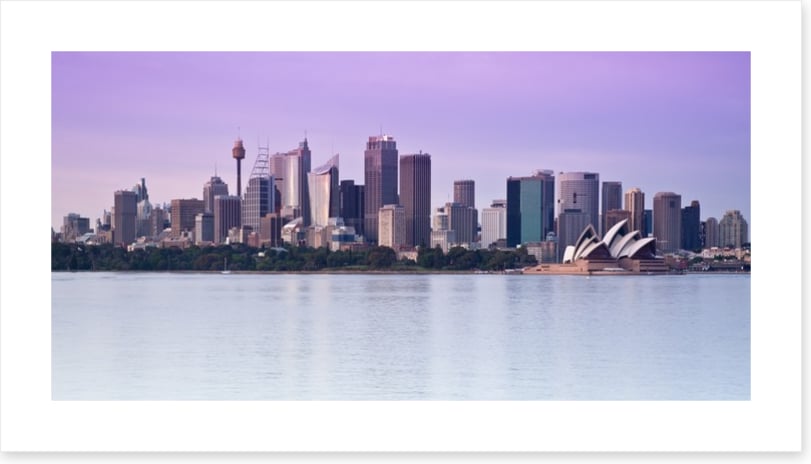 Sydney harbour skyline at twilight