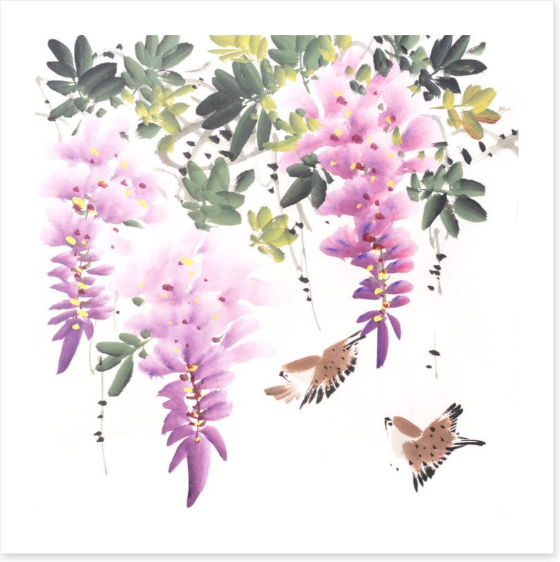 Little wisteria birds