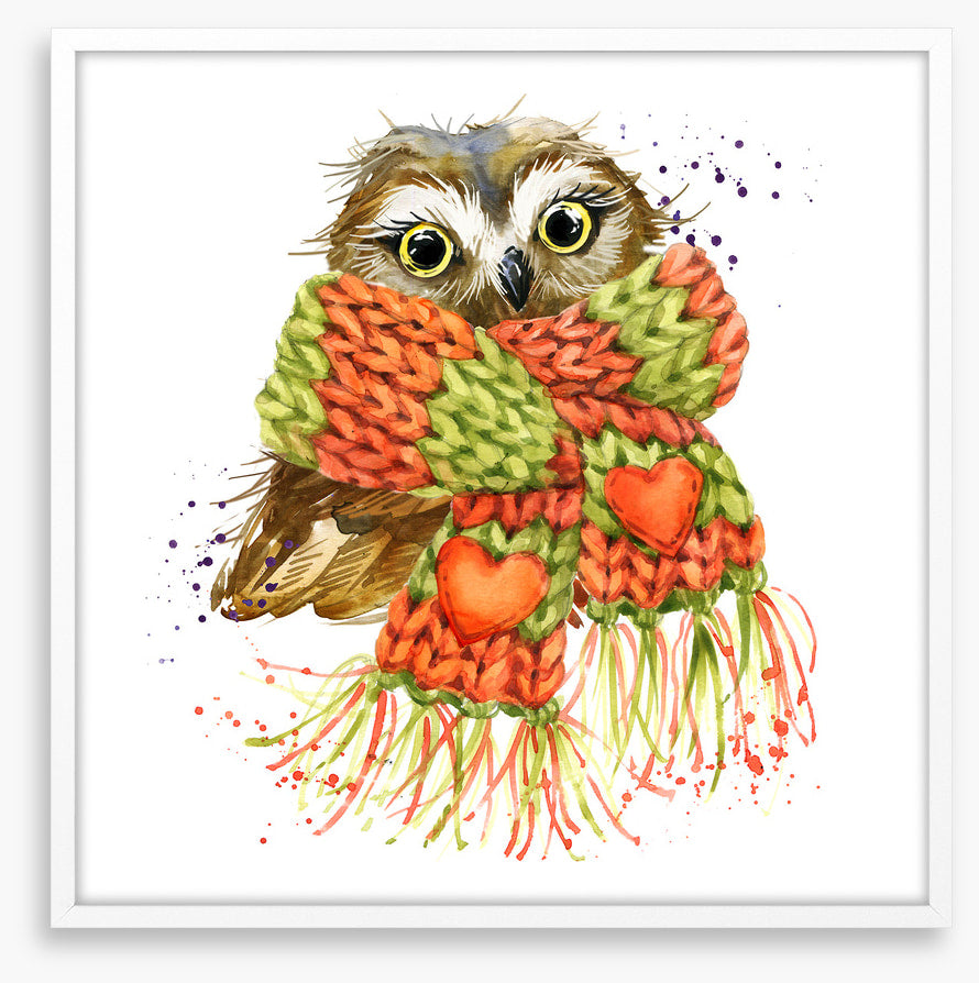 Cosy winter owl