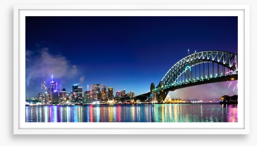Sydney Harbour NYE fireworks panorama