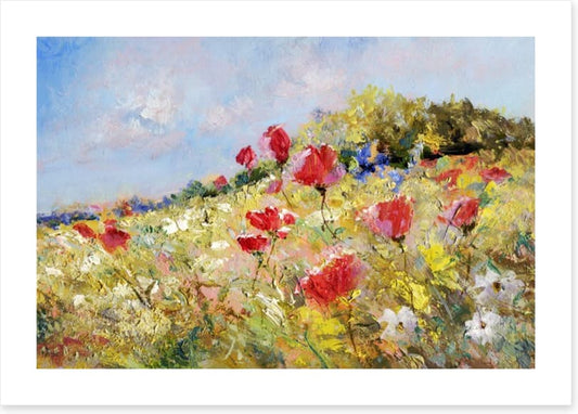 Poppies bloom through