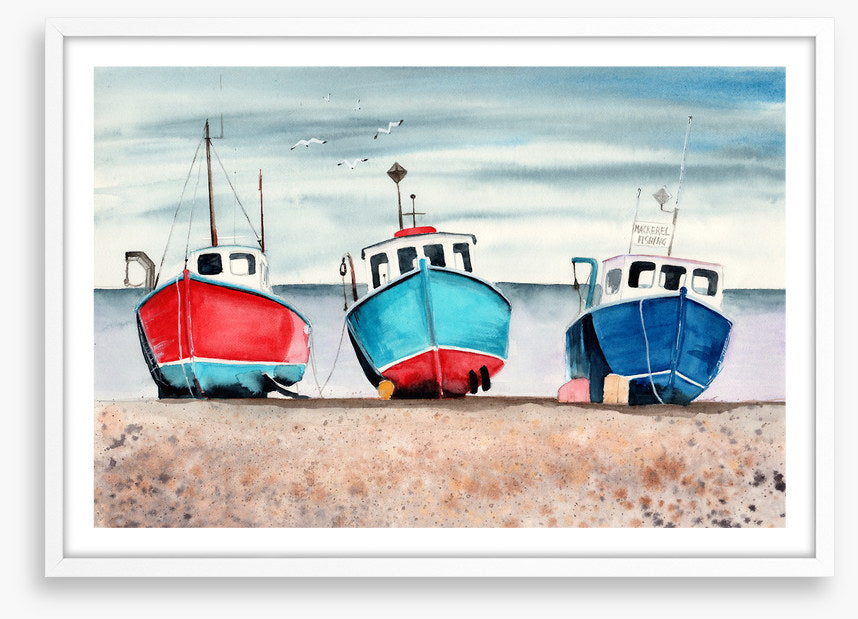 Three beached boats