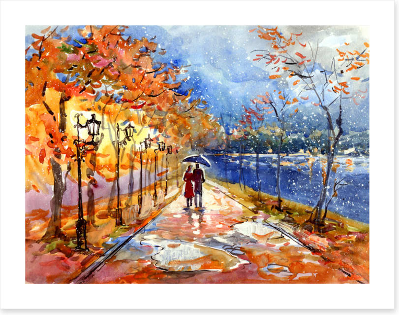 Through the autumn puddles