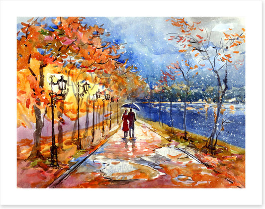 Through the autumn puddles