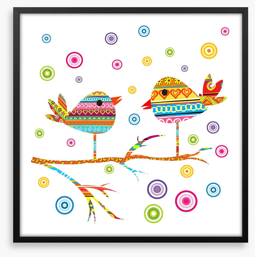 Chattering birds on a branch