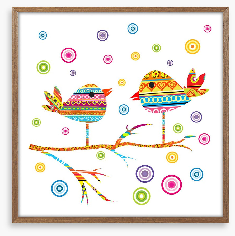 Chattering birds on a branch