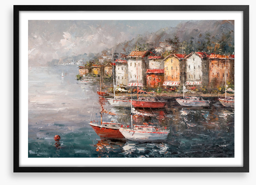 Stormy harbour sailboats