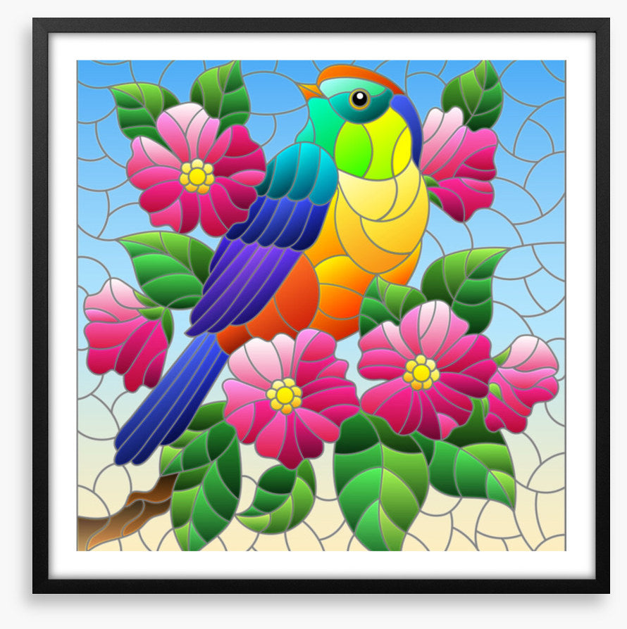 Bird and bloom window