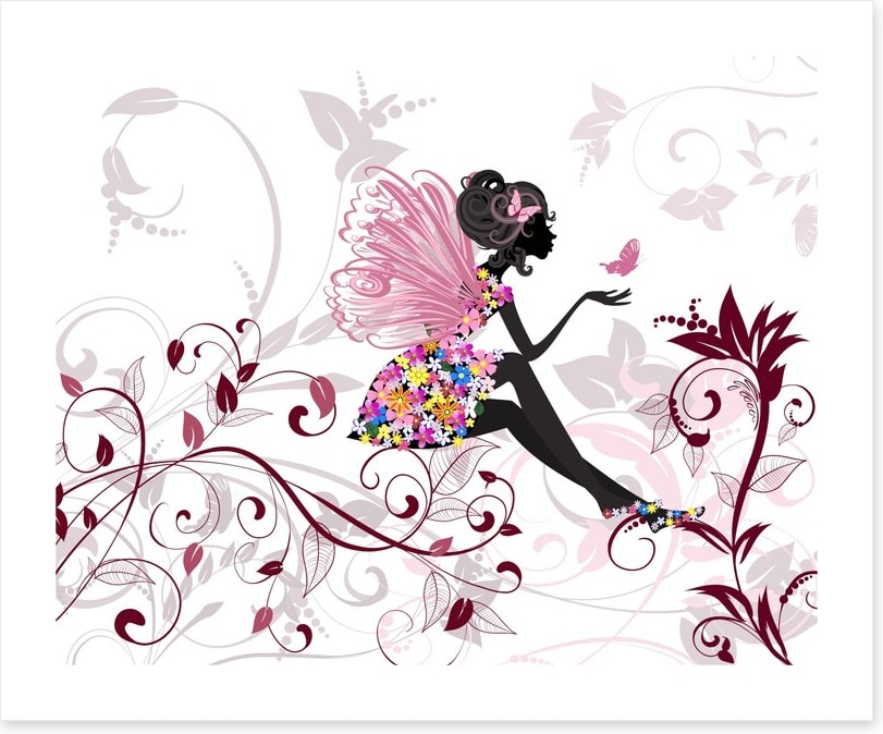 Flower fairy with butterflies