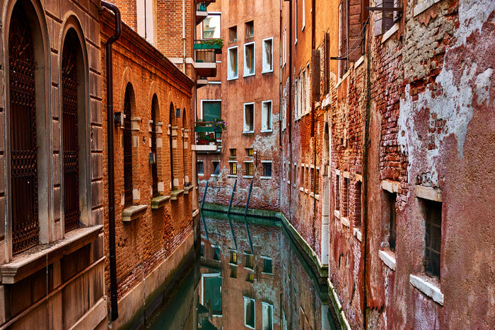 Between the buildings