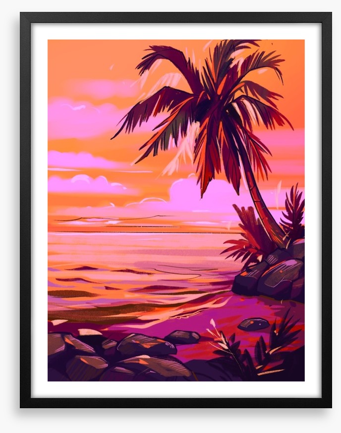Orange sky beach