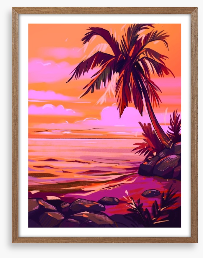 Orange sky beach