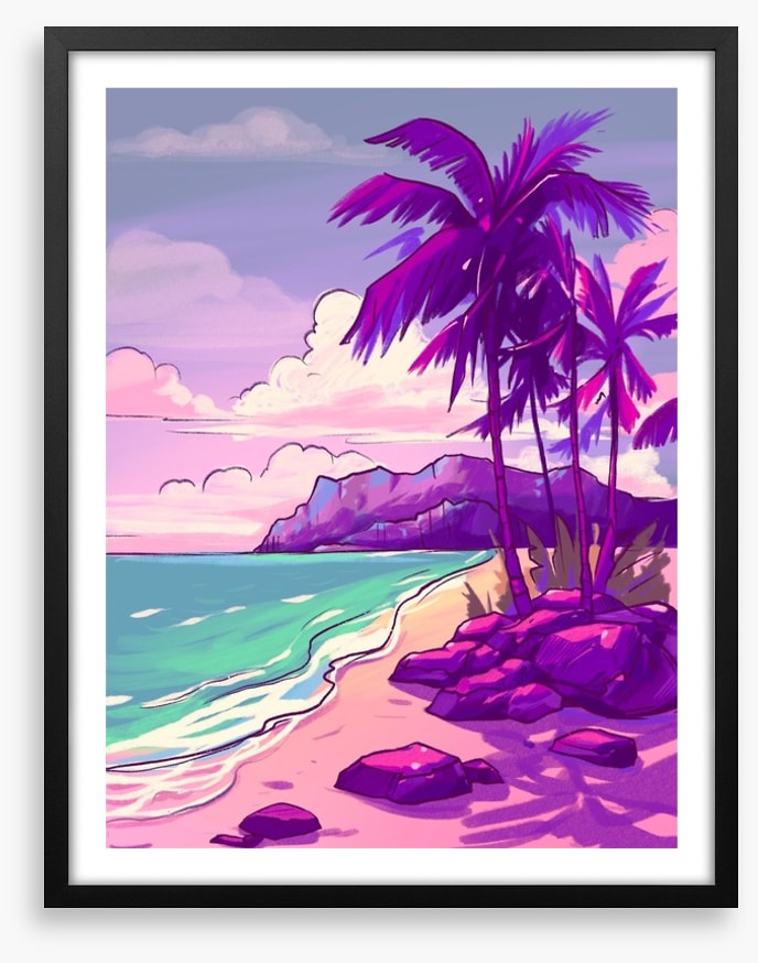 Purple sky beach