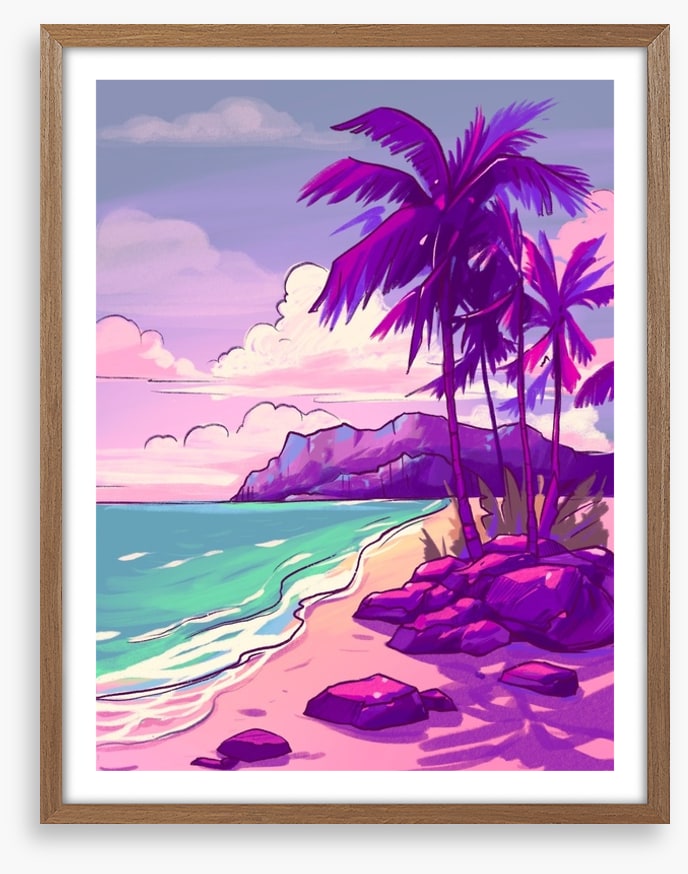 Purple sky beach
