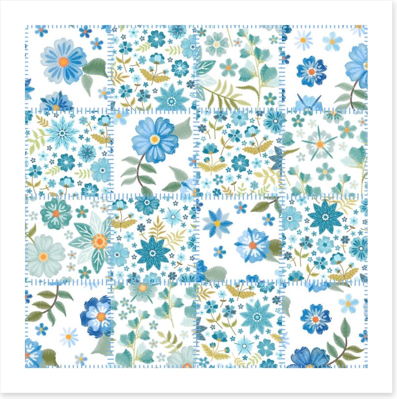 Blue daisy patchwork