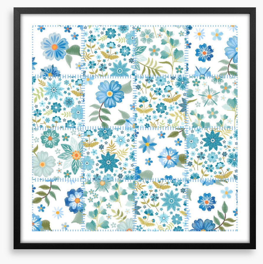 Blue daisy patchwork