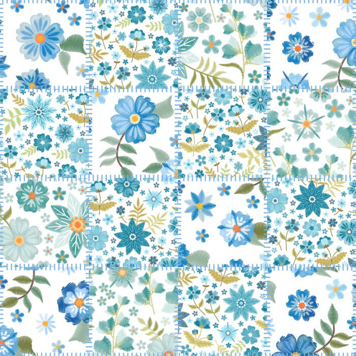 Blue daisy patchwork