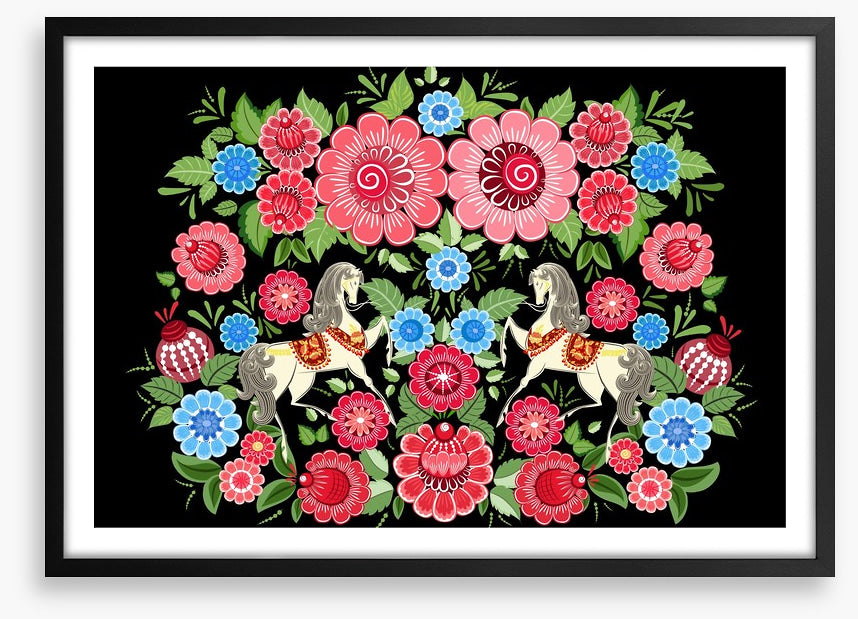 Fairy horses in flowers