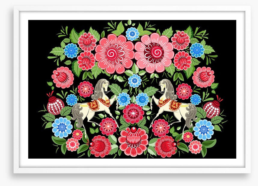 Fairy horses in flowers