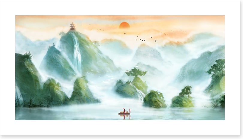 Fishing below the sunrise