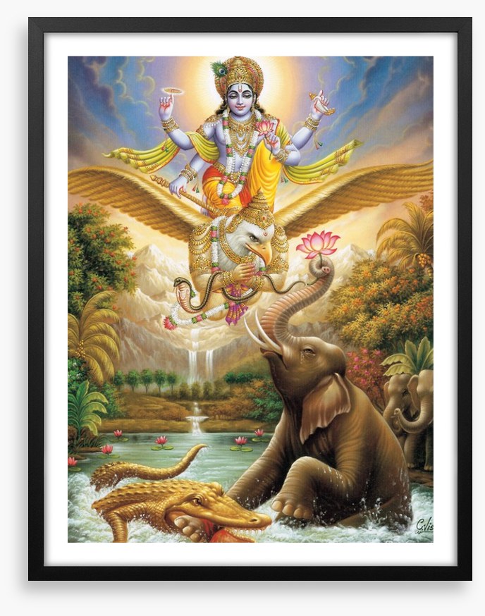 Bhagwan Vishnu saving elephant