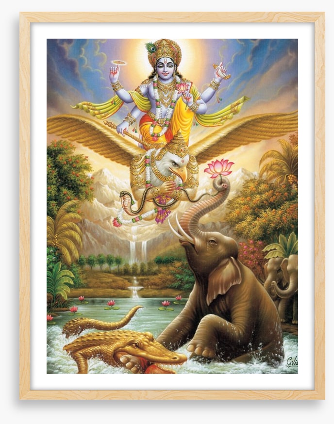 Bhagwan Vishnu saving elephant