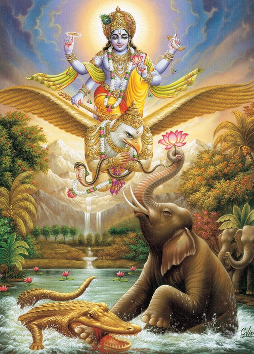 Bhagwan Vishnu saving elephant
