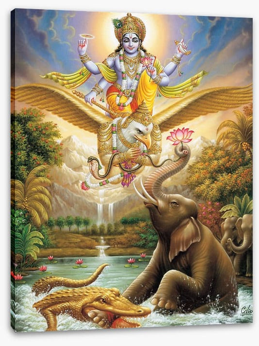 Bhagwan Vishnu saving elephant