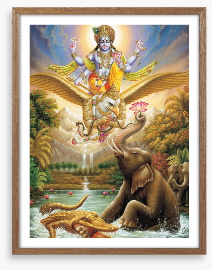 Bhagwan Vishnu saving elephant