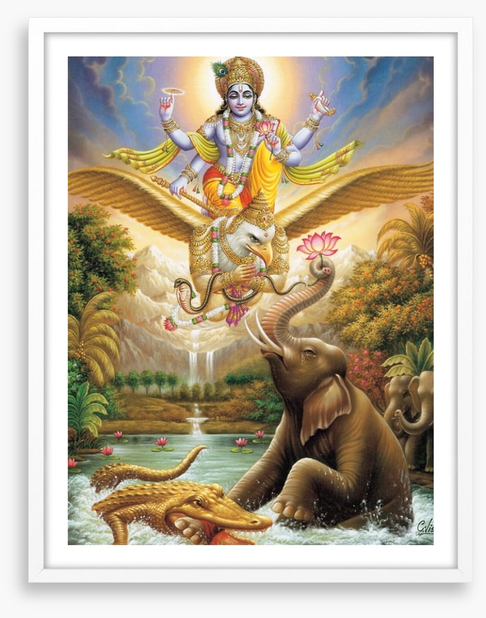 Bhagwan Vishnu saving elephant