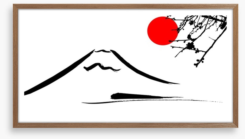 Mount Fuji under the big red sun
