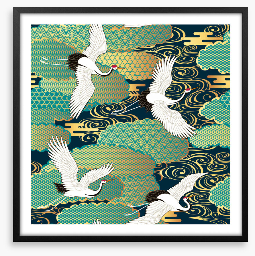 Cranes in the clouds