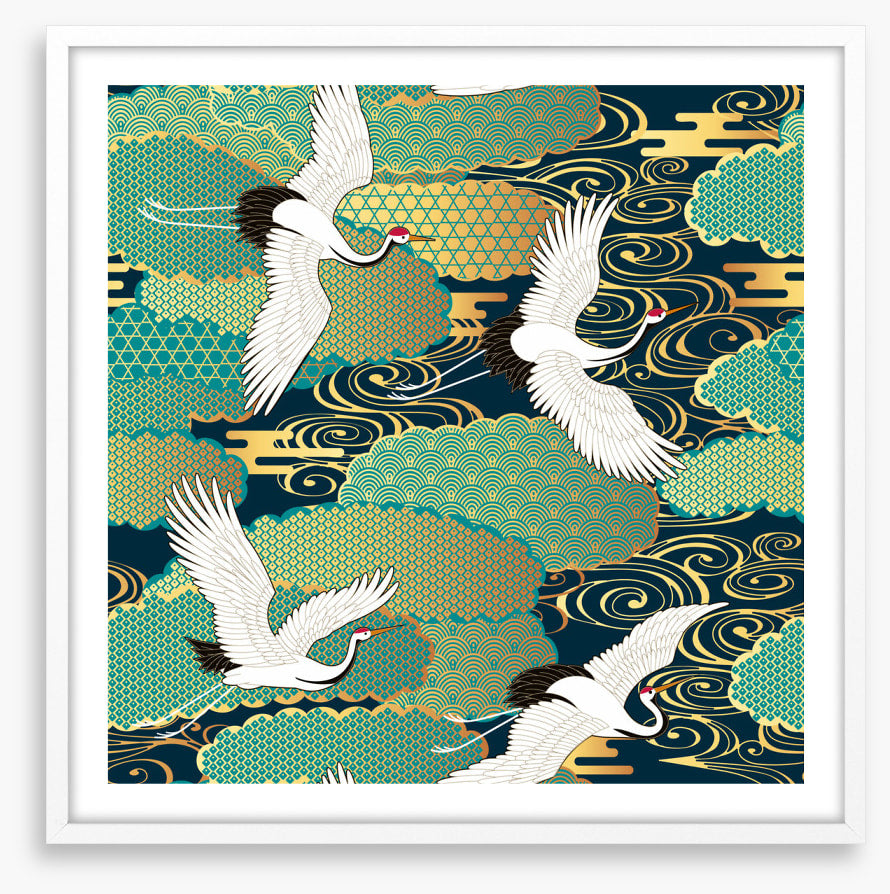 Cranes in the clouds