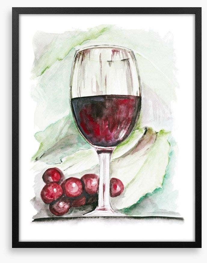 Red wine and grapes