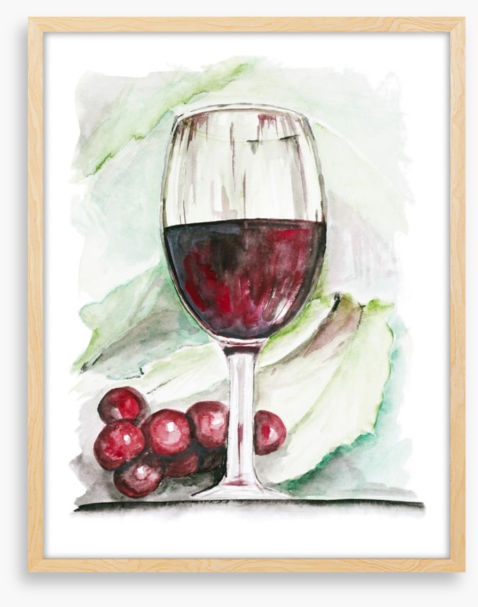 Red wine and grapes