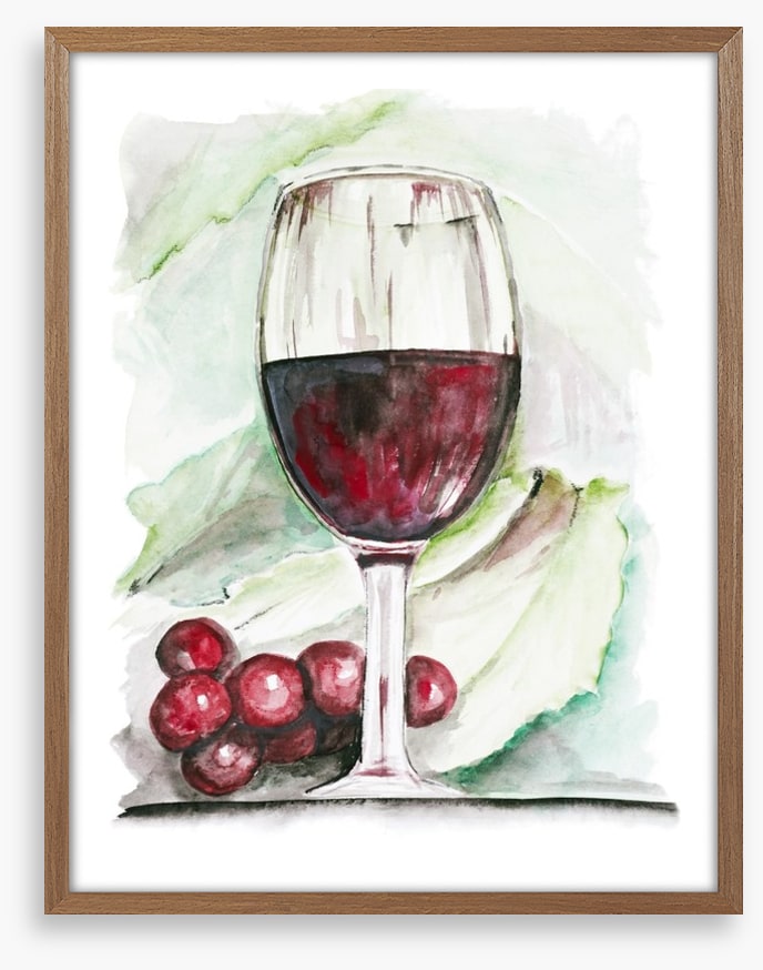Red wine and grapes