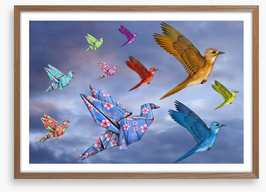 Origami bird dreamscape