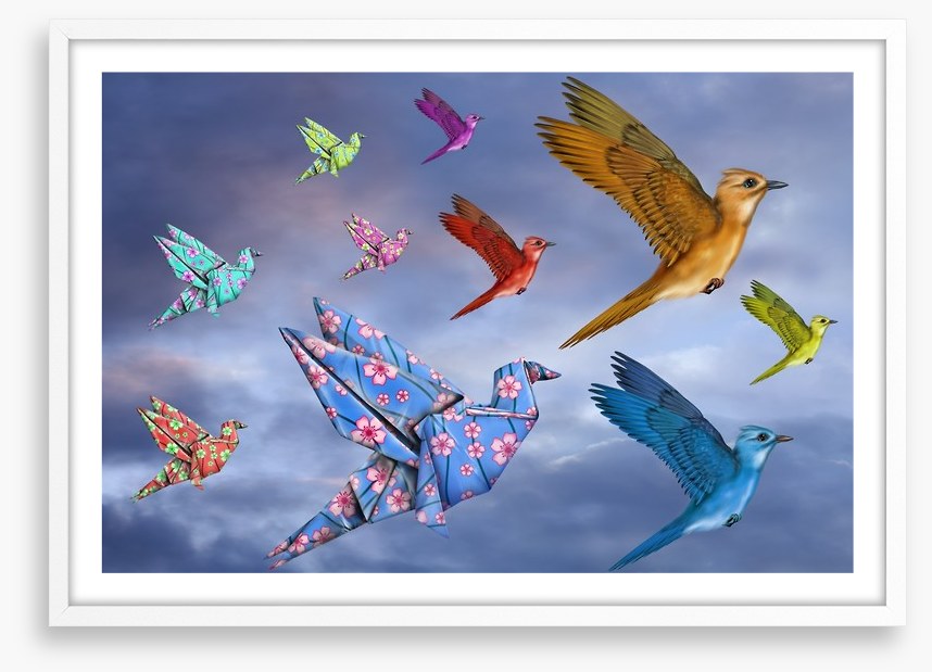 Origami bird dreamscape