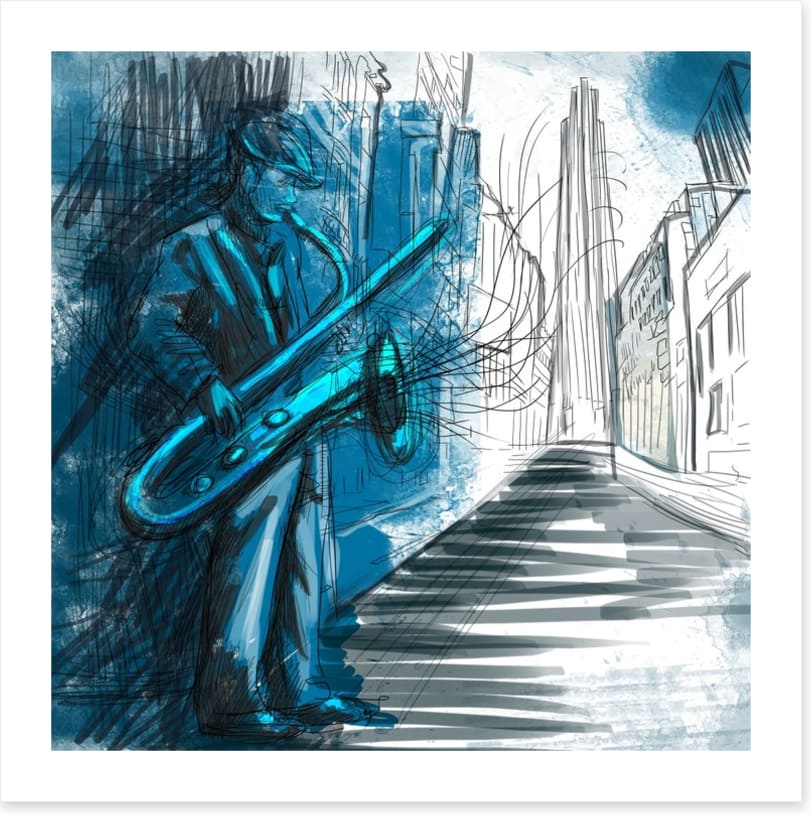 Sax player blues