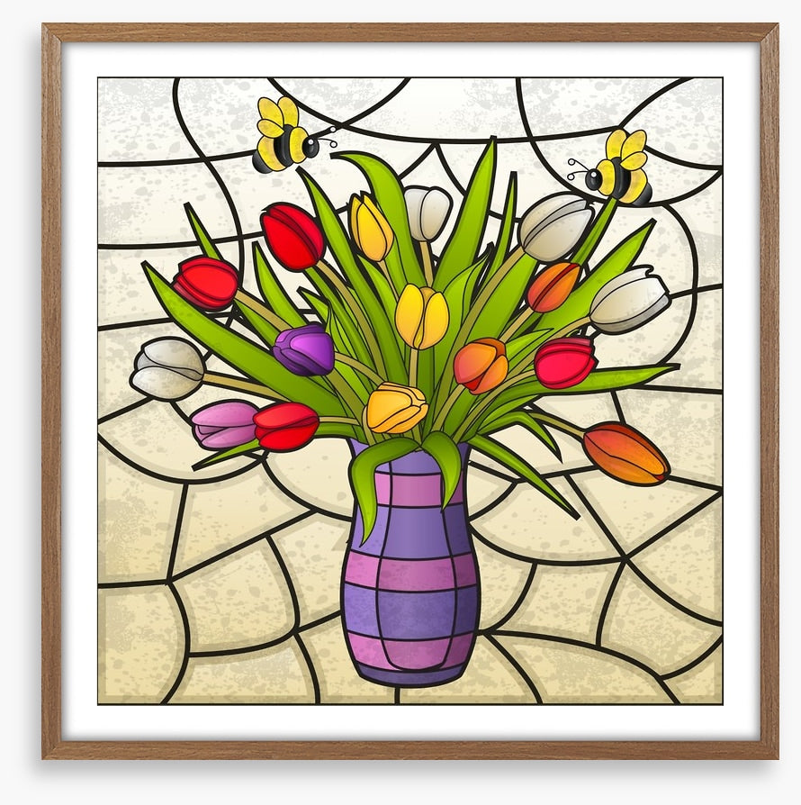 Stained glass tulips